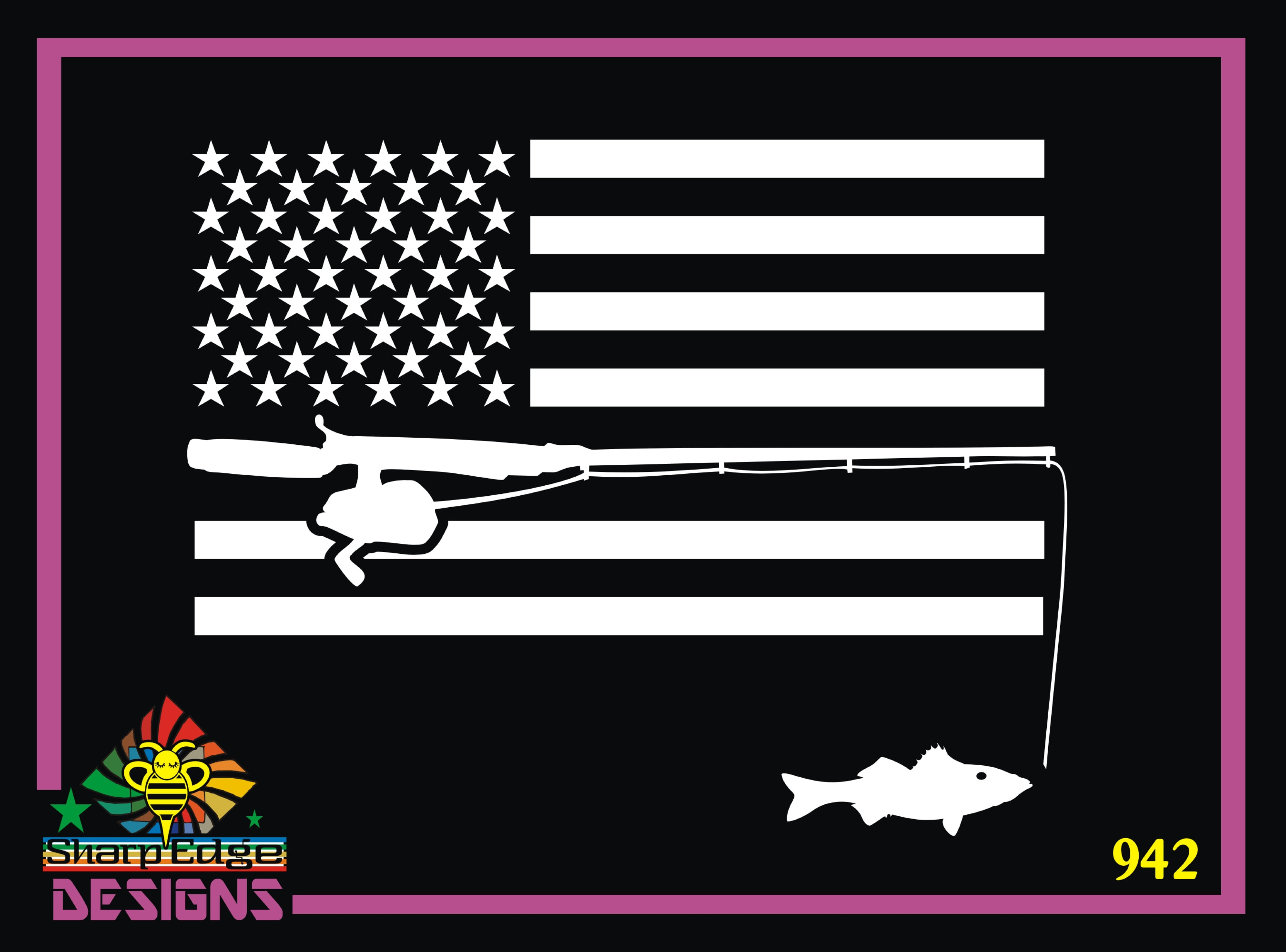 Fishing Pole American Flag - Fishing Flag SVG Images