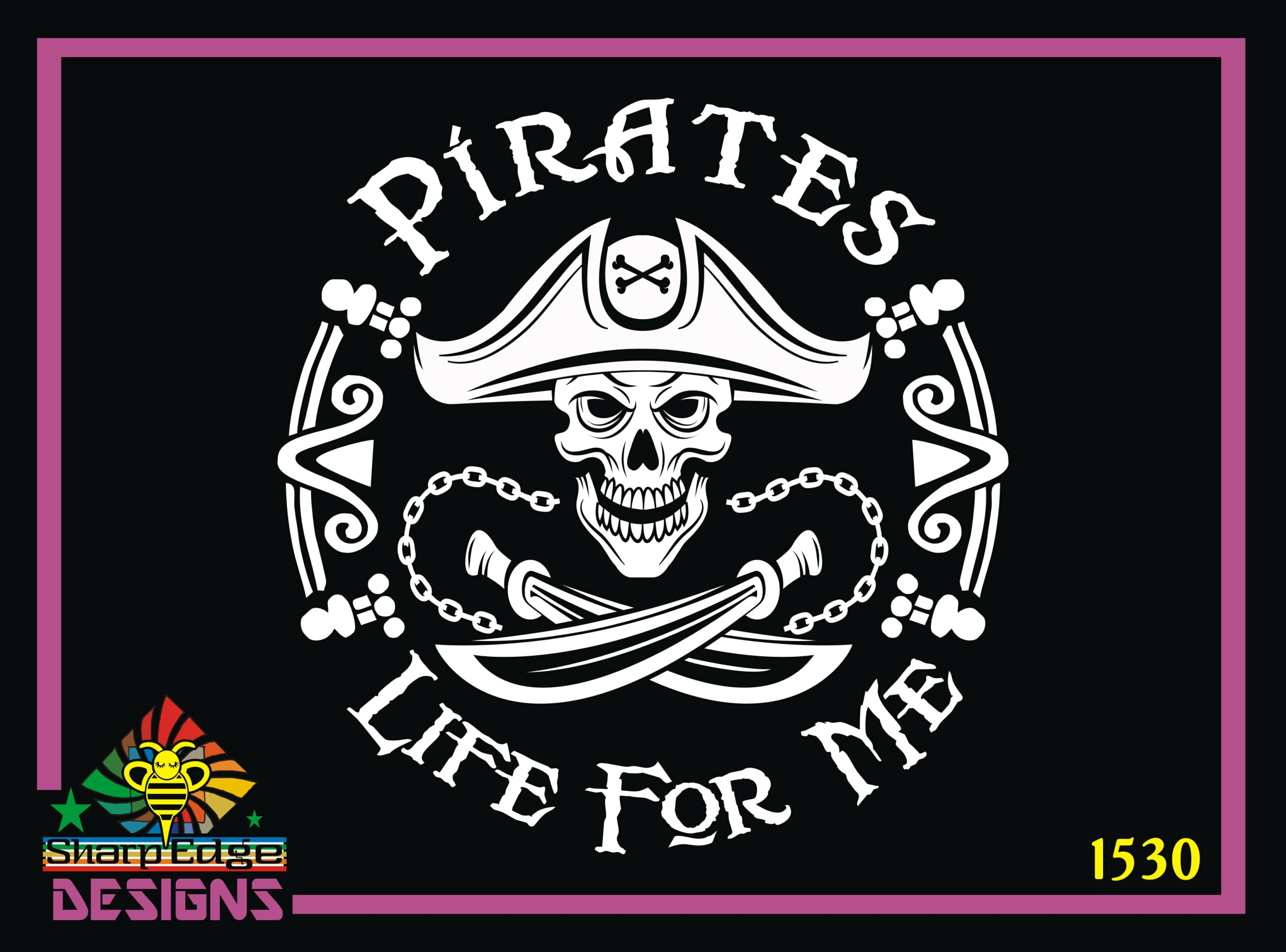 Pirate Skull and Crossed Swords and Chain A Pirate's Life For Me Vinyl ...
